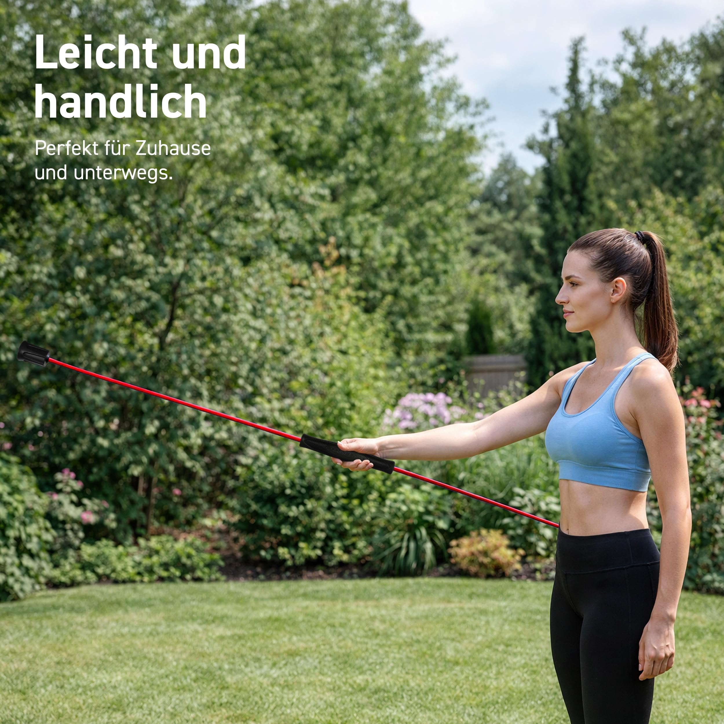MSPORTS Bâton vibrant de qualité supérieure 160 cm – Bâton de fitness en fibre de verre pour entraînement complet du corps en rouge ou bleu