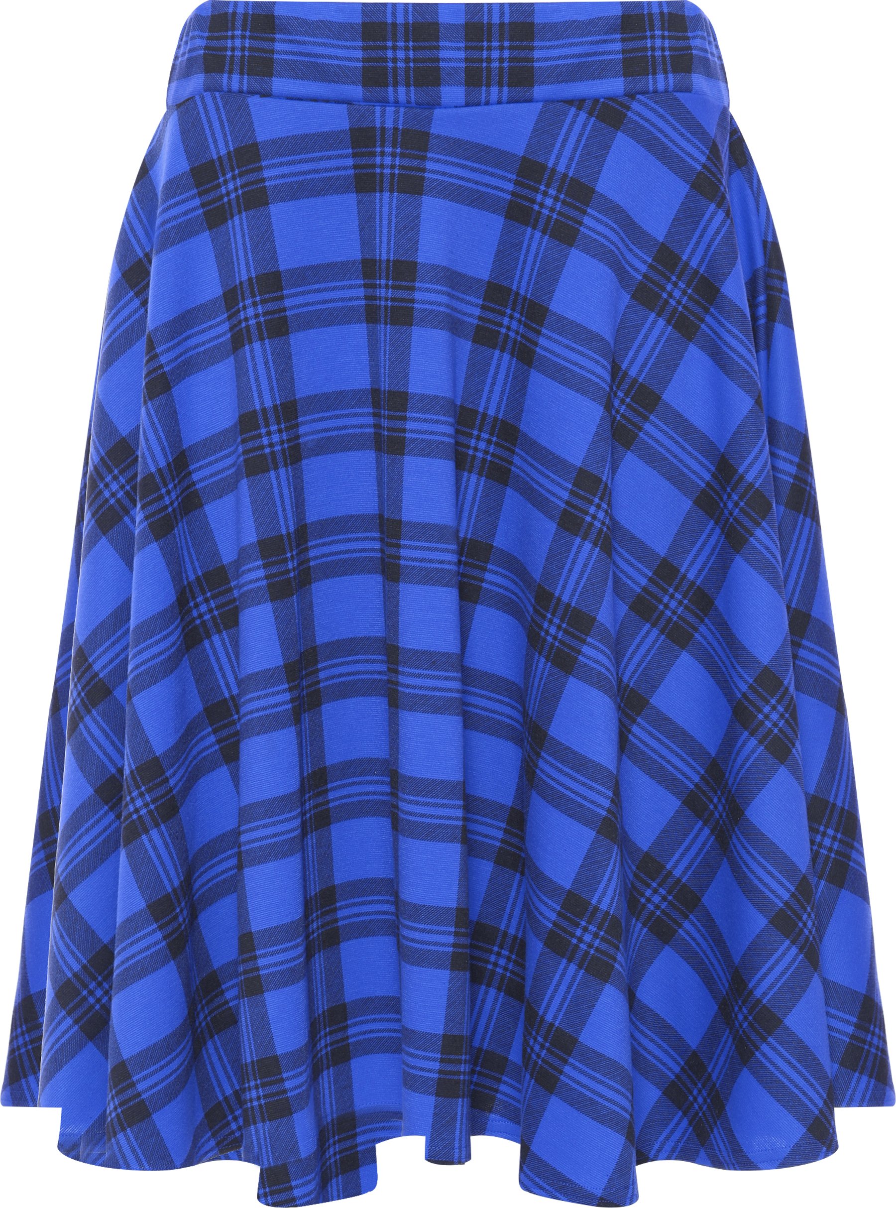 Wearall Women's Tartan Blue Plus Size Tartan Check Print Elastic Short Skater Skirt Blue - 26-28