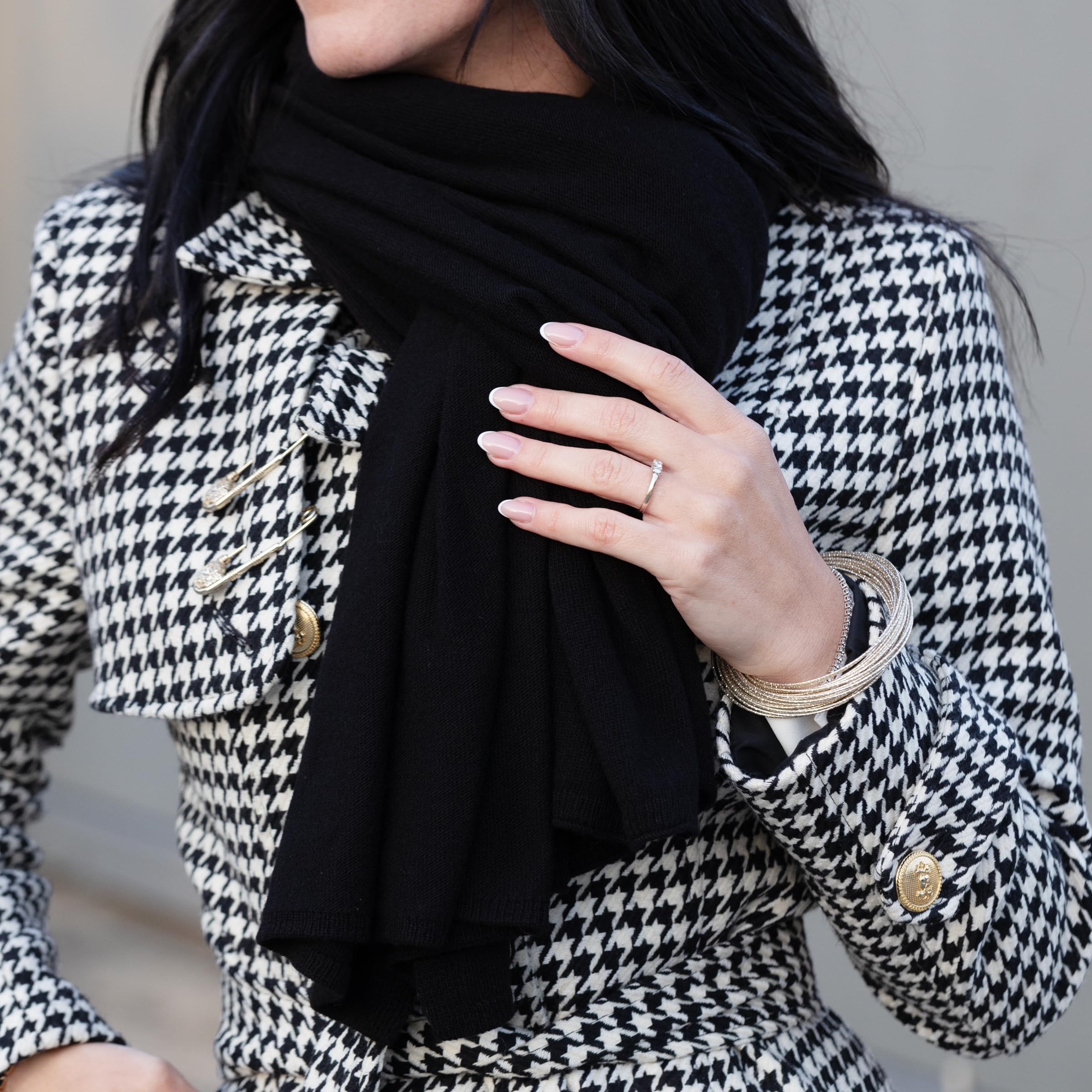 Stola Donna Cashmere Invernale Made in Italy, Scialle Elegante in Lana e Cachemire, Maxi Sciarpa, Coprispalle Cerimonia