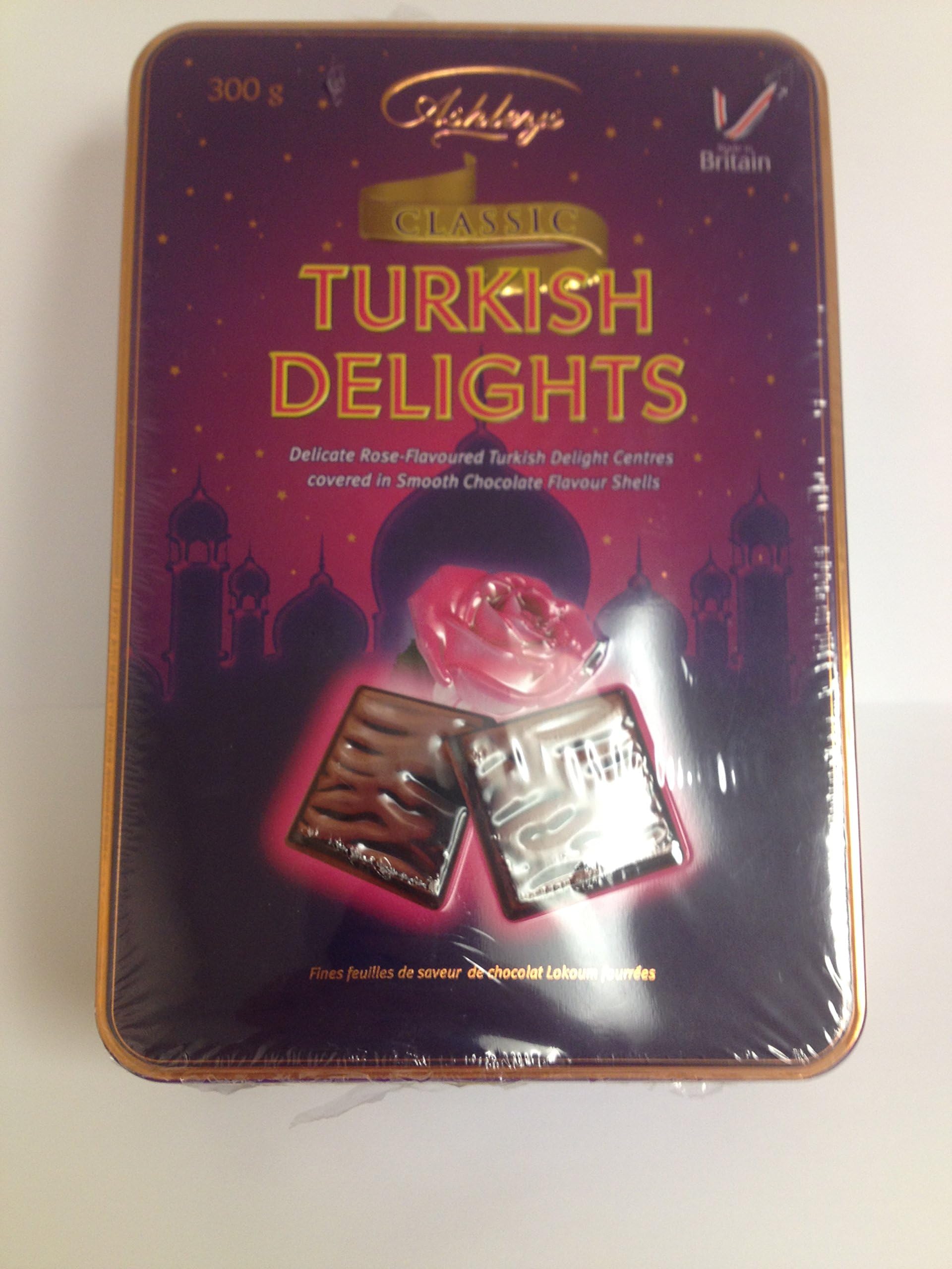 Ashleys Classic Turkish Delights - Delicate Rose-Flavoured Turkish Delight Centres Covered in Smooth Chocolate Flavour Shells