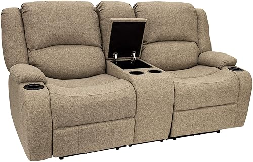 Miniatura 28 de RecPro Charles Powered - Sofá reclinable doble y sofá biplaza Muebles de pared Hugger RV – Tela de avena de 80 pulgadas