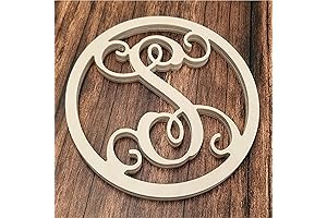 Versatile and Customizable: Precision Cut Unfinished Wood Vines Circle Monogram Letter