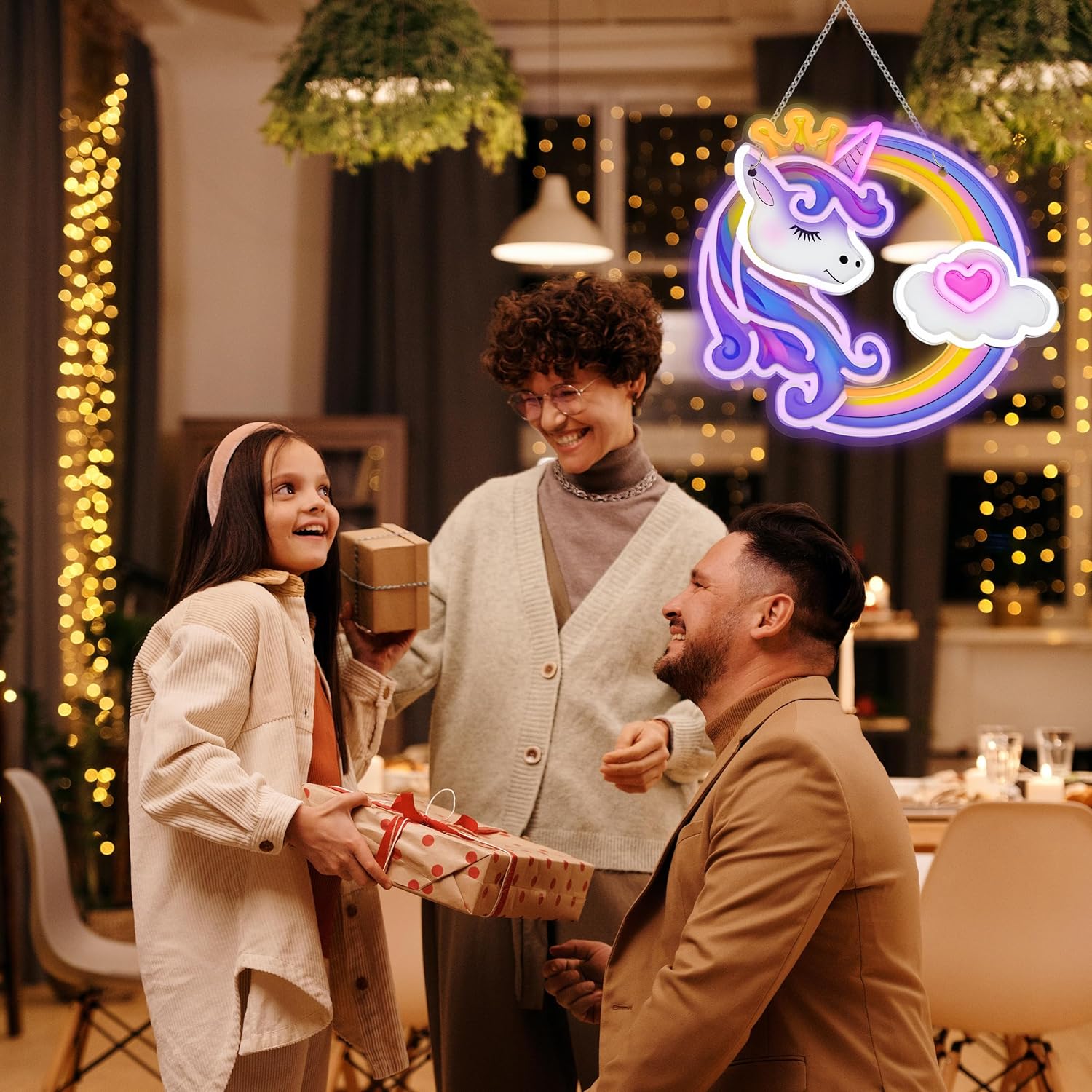 Unicorn Rainbow Neon Light LED Sign USB Powered Hanging Chain Included Cute Wall Décor for Girls Bedroom Nursery Dorm Party Gift - Image 7