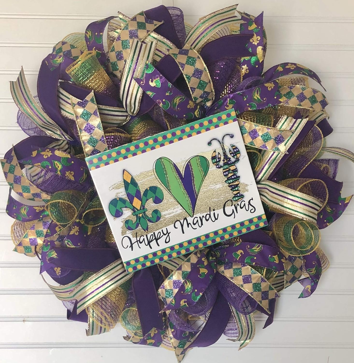 Mardi Gras Wreath | Fat Tuesday Wreath | Mardi Gras Door Hanger | Mardi Gras Decor