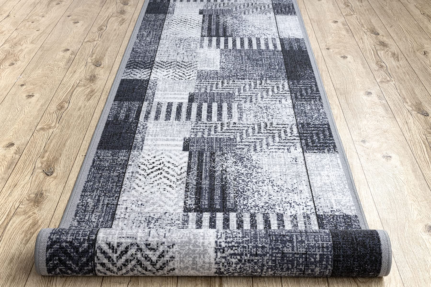 rugsx Tapis de Couloir Essenza - Antidérapant, Moderne et Durable, idéal pour la Cuisine, Le Hall et Le Couloir, Gris 100x410 cm
