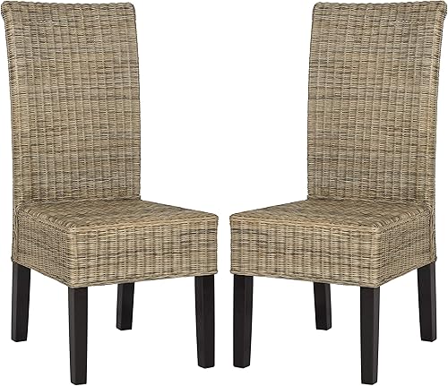 Miniatura 10 de Safavieh Home Collection Arjun - Silla de comedor de mimbre gris de 18.0 in