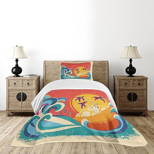 Miniatura 2 de Lunarable Colcha de flechas, diseño geométrico clásico de flechas continuas, imagen de arte monocromática, juego de colcha acolchada decorativa de 2