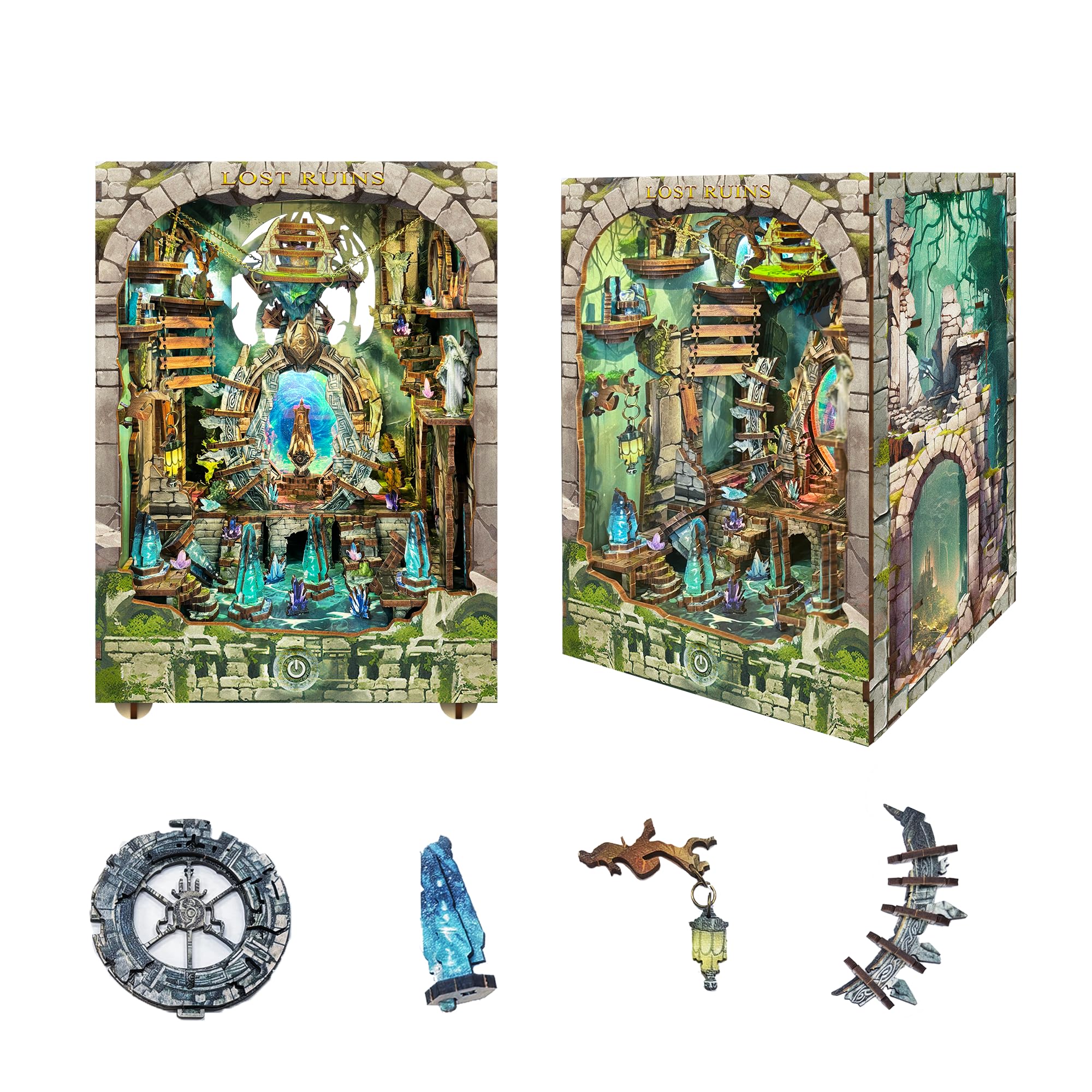 Book Nook Kit - DIY Miniature House Kit for Adults,Teens 3D Wooden Puzzle Bookshelf Decor Booknook for Adults-Lost Ruins(SQ-30)