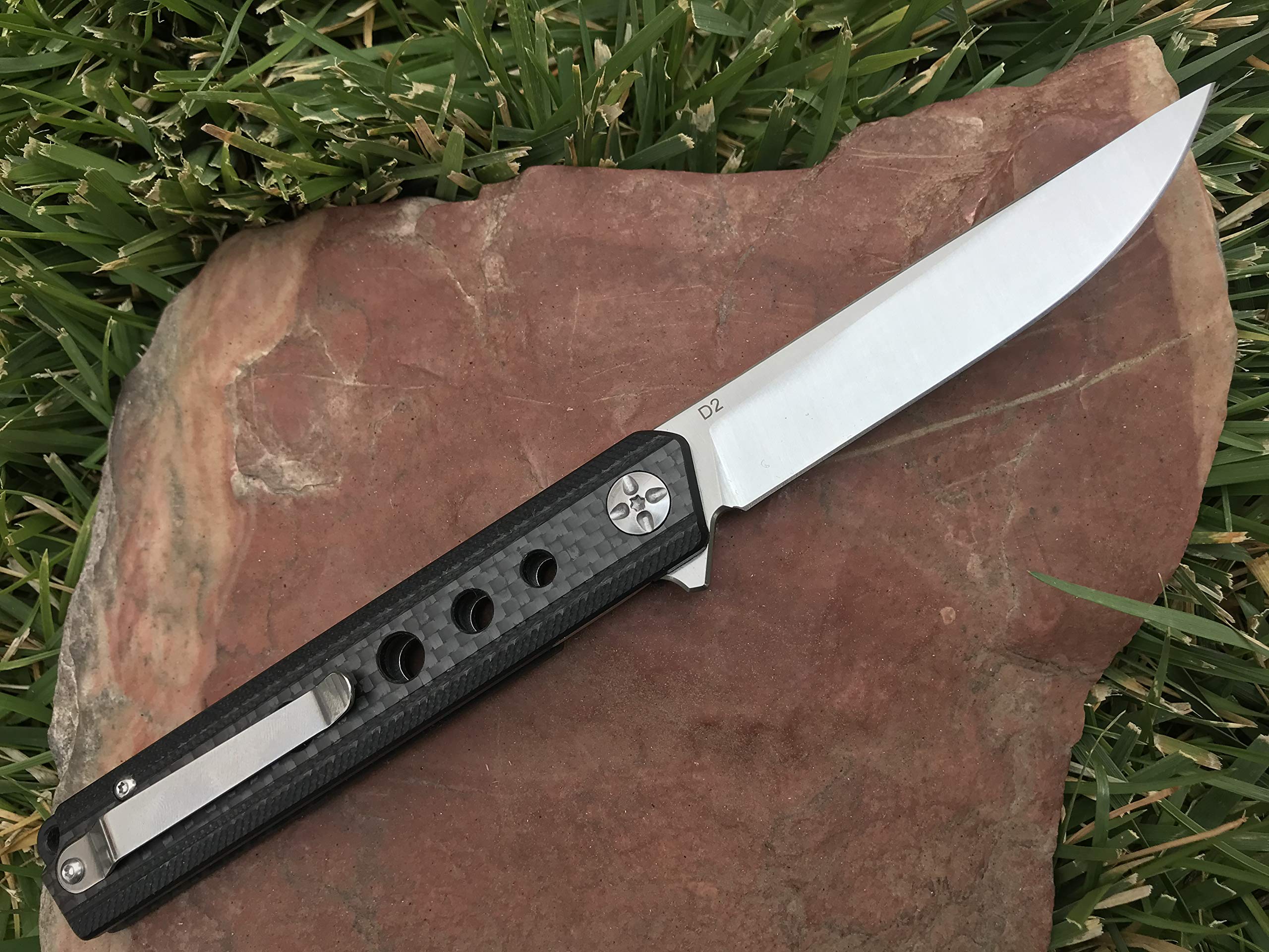 TACTICAL GEARZ Carbon Fiber Pocket Knife! TG Torus, Solid Carbon Fiber