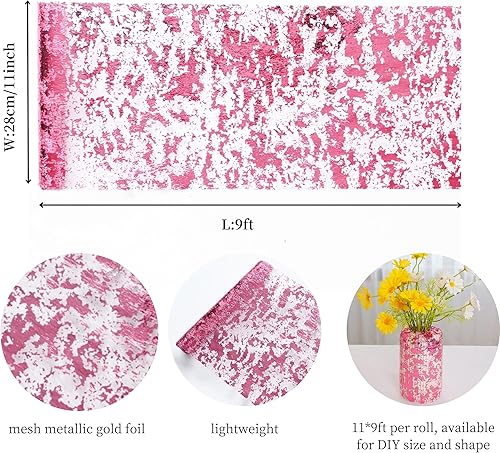 Miniatura 6 de Snowkingdom Camino de mesa rosa de 11 x 108 pulgadas, con lentejuelas brillantes y brillantes, color rosa metálico, camino de mesa de malla fina,