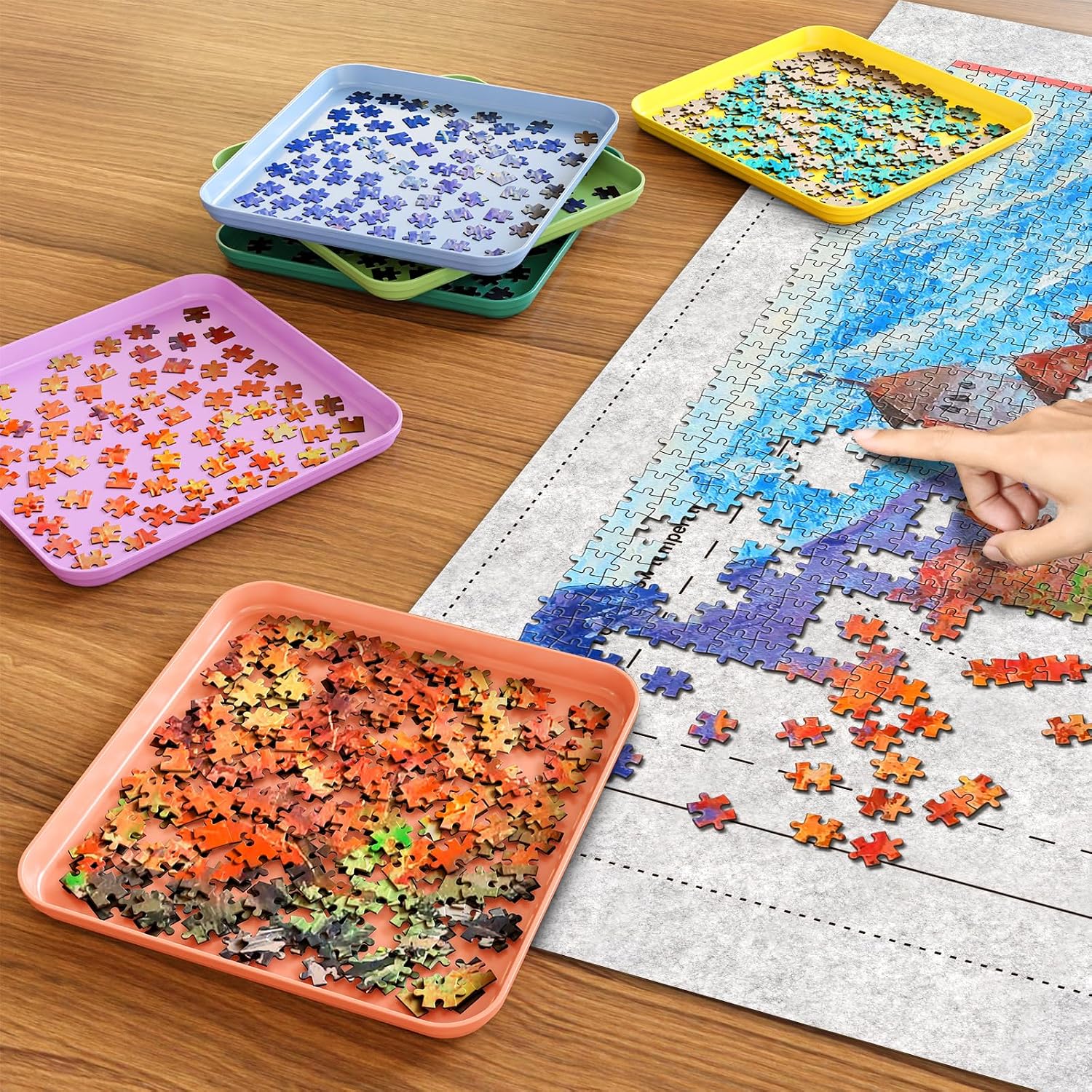 Puzzle tace do sortowania 6 sztuk zestaw akcesoriów do sortowania do układania w stos do 500 1000 2000 sztuk tace na prezent dla miłośników puzzli do organizacji puzzli