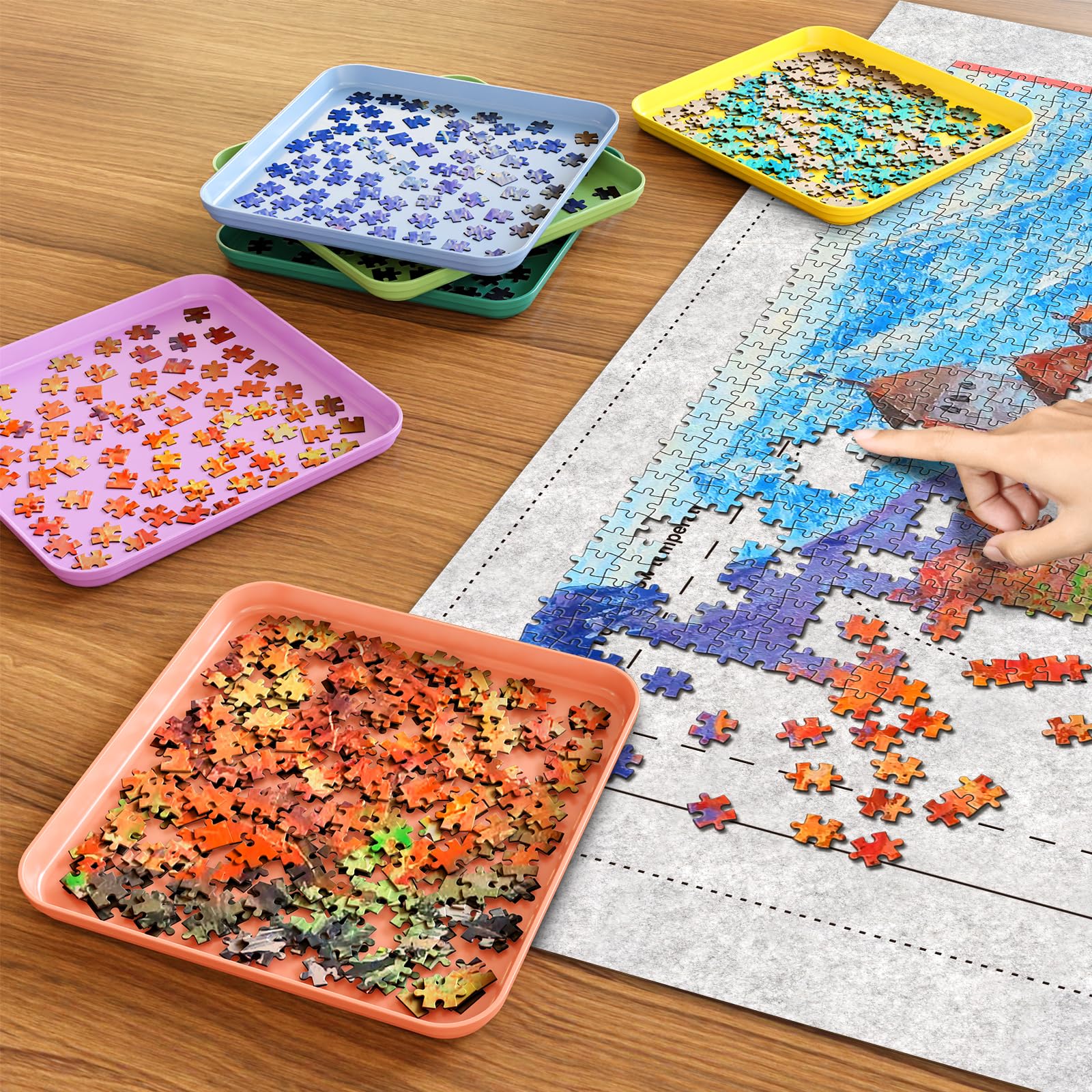 MOZOOSON 6 Bandeja Clasificadora de Rompecabezas, Puzzle Organizer, Guarda Puzzle hasta 1000 1500 2000 Piezas, Prácticos Accesorios para Puzzles