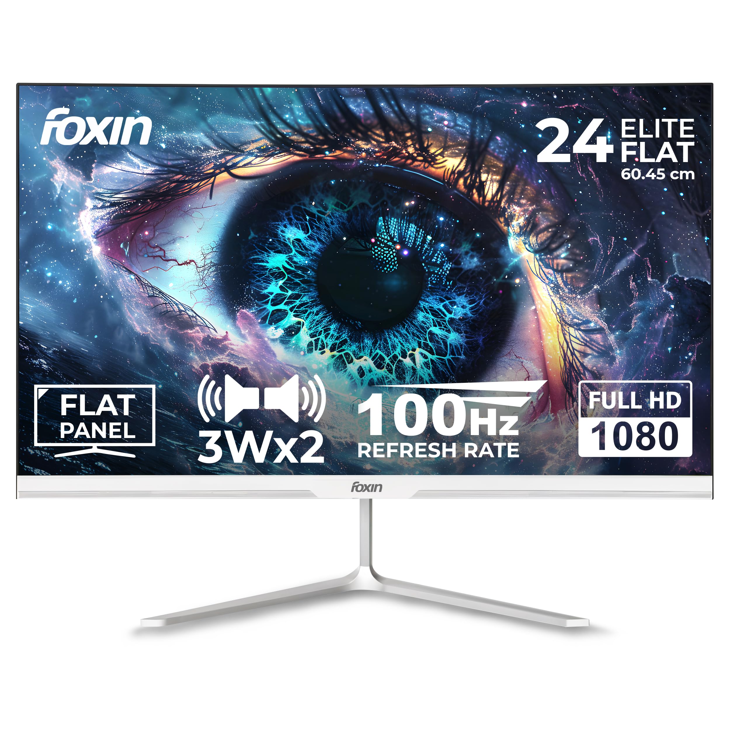 Foxin 24 Inch FHD LED Monitor, White - Image 1