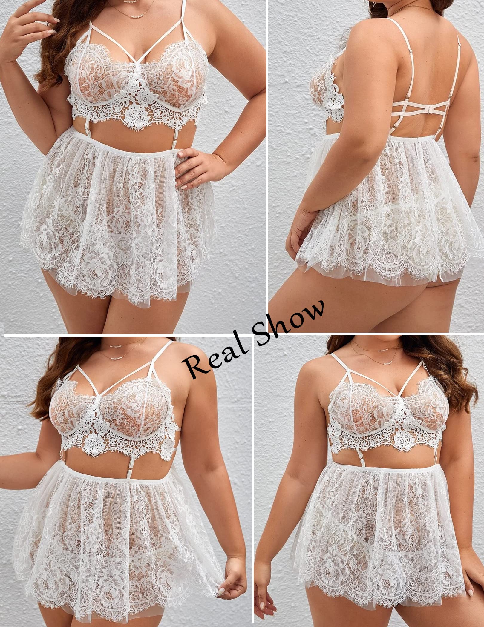 Avidlove Plus Size Lingerie Womens Babydoll Chemise Nightgown Lace Nighty Sleepwear L-5X: X-Large Peach Pink