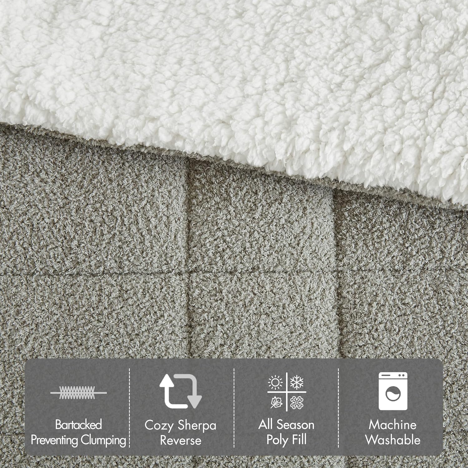 Madison Park Reversible Feather-Soft Plush Comforter Set for King Size Bed, All Season Luxurious Quilted Sherpa Comforters, King Size Bedding Set, Wynne, Grey 3 Piece