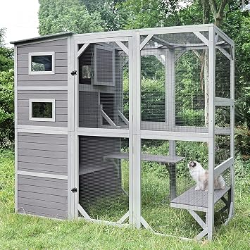 Outdoor, Indoor Cat House, Cage Large Catio Kitty Enclosures, Walk in Cat Condo Playpen -Super Large 77 in