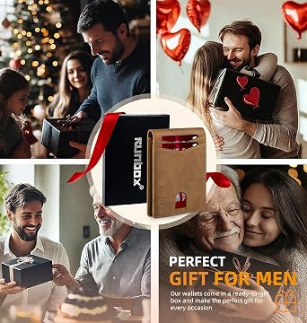 RUNBOX Wallet for Men -Slim Rfid Leather Mens Bifold Novelty Wallets 2 ID Window With Gift Box Men's Accessories | Slim