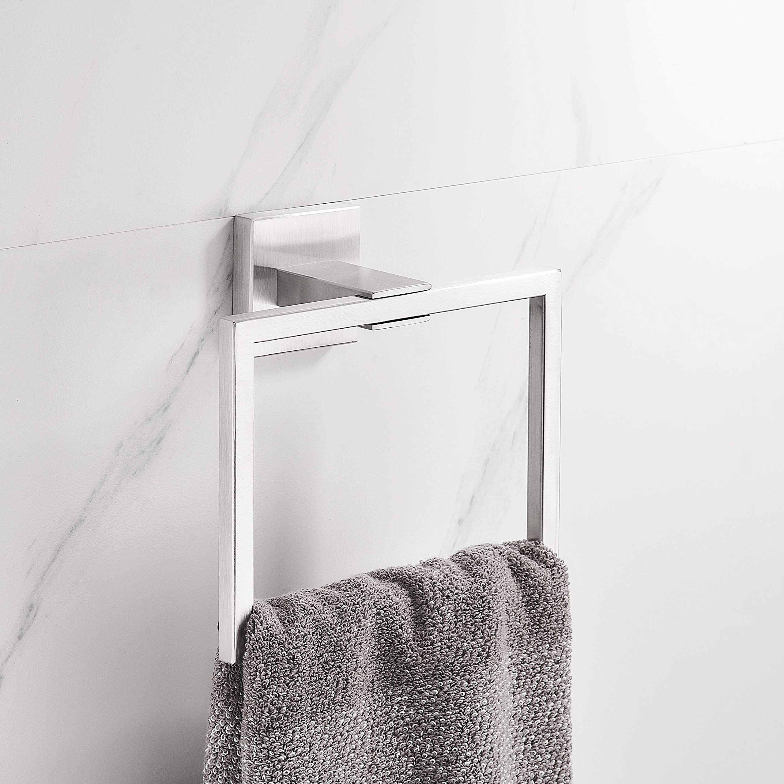 Z MAYABBOHand Towel Ring Holder, SUS304 Stainless Steel Square Towel Bar, Towel Rack Brushed Nickel, Bathroom Accessories Modern Style, Wall Mounted