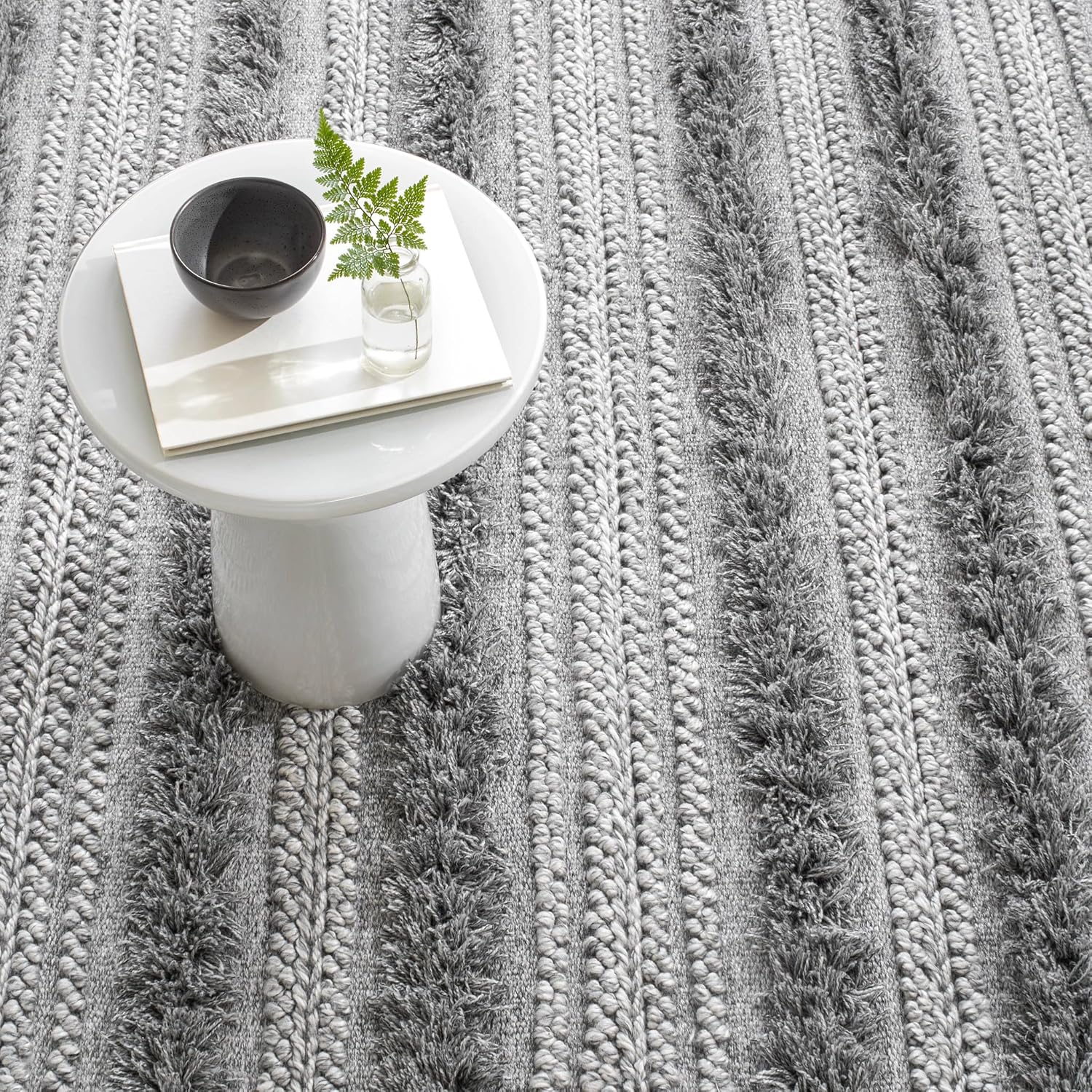 Dash & Albert Zhara Stripe Grey Handwoven Rug, 2 X 3 Feet, Grey Stripe Pattern - Premium Luxury Hotel Quality Soft Breathable Hypoallergenic Machine Washable Easy Care All Season Comfortable