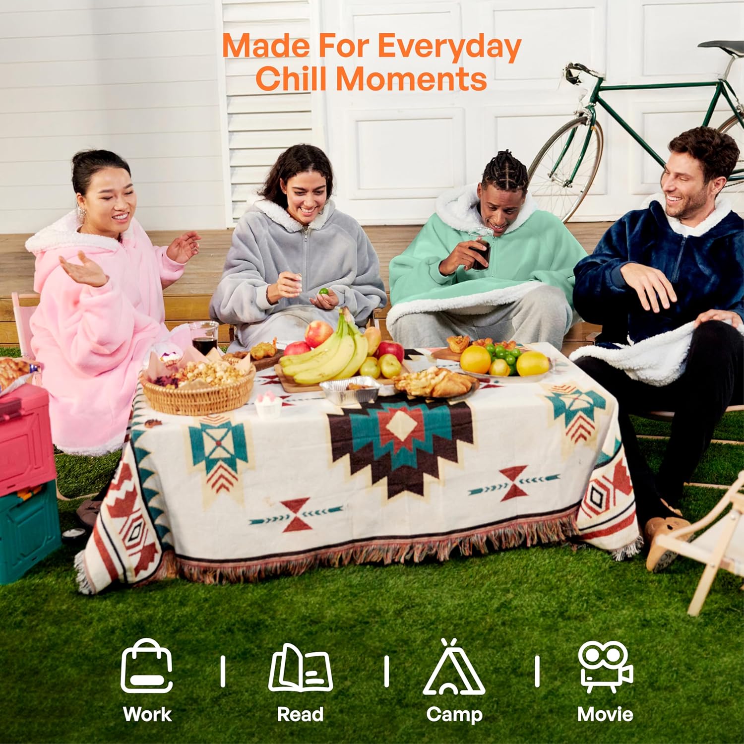 Giggling Getup Wearable Blanket Hoodie for Women Men Gifts for Women Mom Wife Sherpa Fleece Hooded Blanket Sweatshirt Cozy Sherpa Wearable Throw with Pocket & Sleeves for Adult Standard Light Green - Image 5