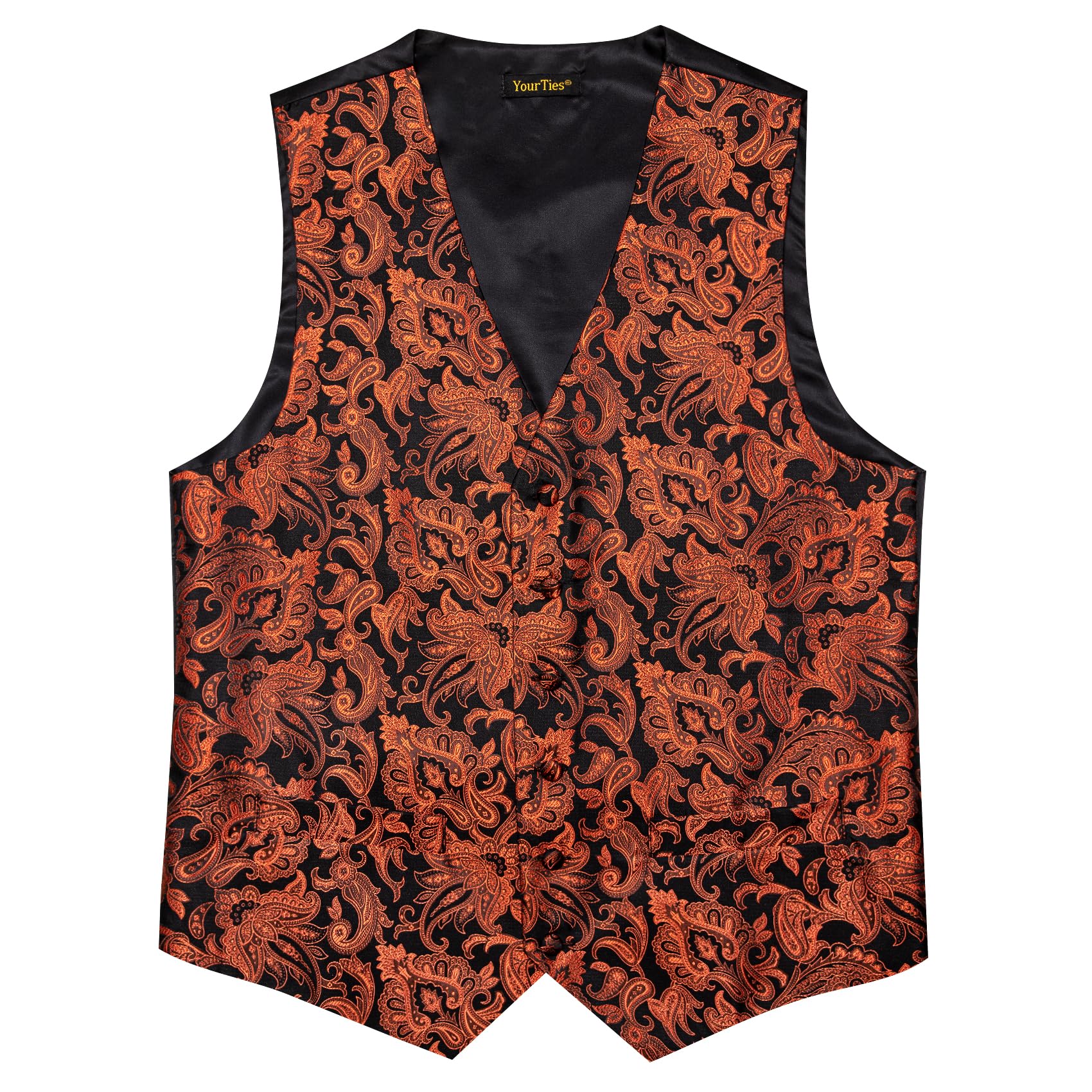 YourTies Gilet pour homme en soie jacquard floral cachemire gilet cravate poche carré boutons de manchette pince à cravate mariage formel