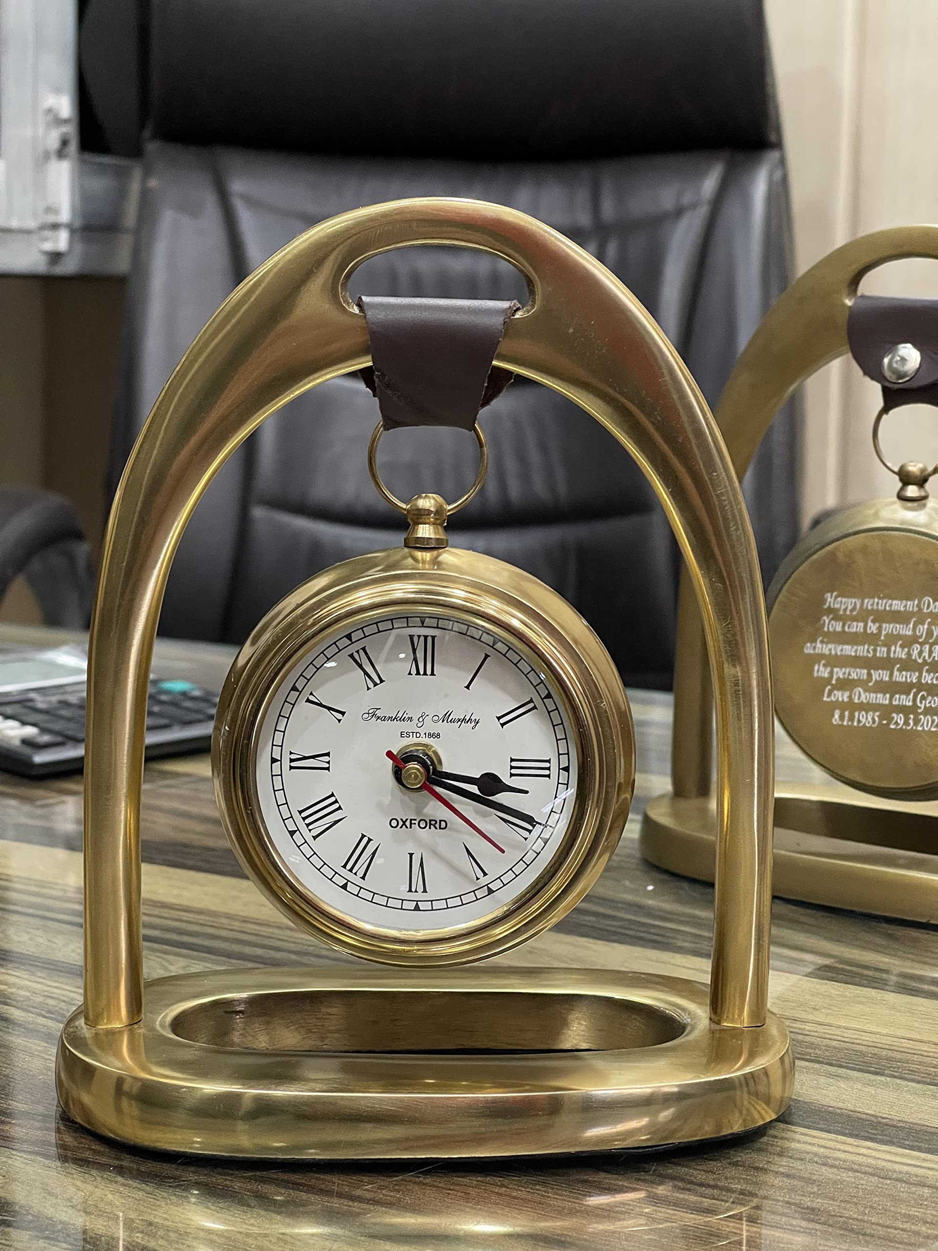 Reloj de escritorio antiguo personalizado, reloj de mesa, reloj de escritorio, regalo promocional, regalo de jubilación, regalo de graduación, regalo grabado para él (dorado)
