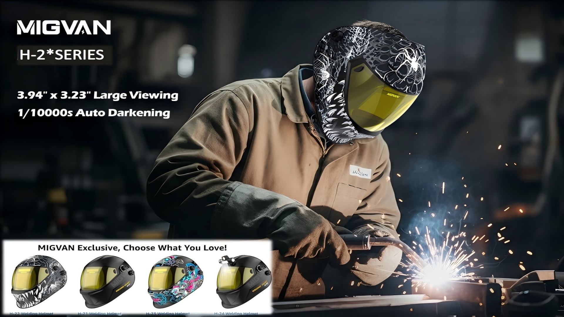MIGVAN Welding Helmet Auto Darkening True Color Large Viewing