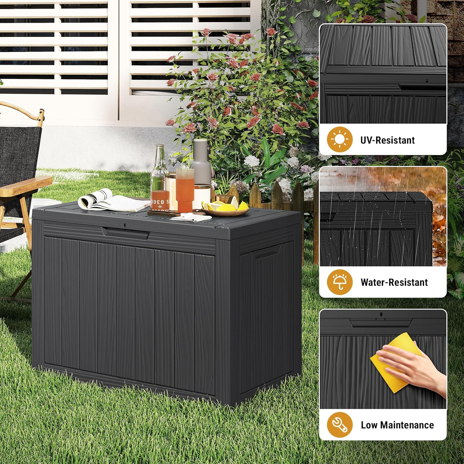 Mars Villa 45 Gallon Outdoor Storage Box, Resin Deck Box Waterproof, Storage Chest for Outside Patio Furniture Cushions, Pool Supplies, Garden Tools, UV Resistant and Weatherproof - Image 6