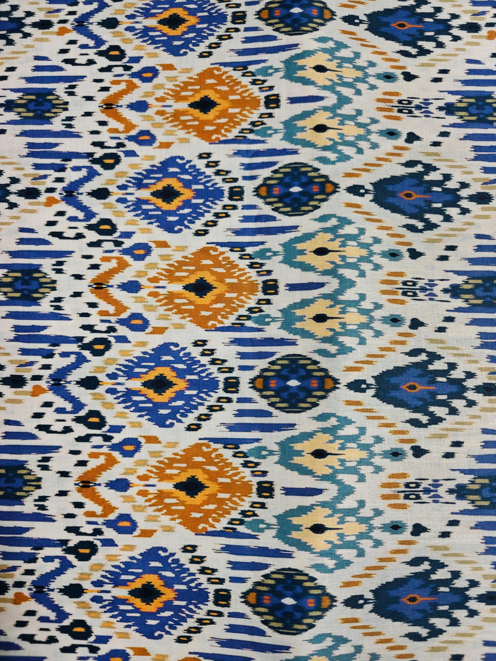 NK Textiles Pochampally Ikat Print Cotton Blend Unstitched Fabric for Kurti, Gowns, Palazzo etc, 2 Meters, 2.5 Meters, 3 Meters, 5 Meters, Premium Dress Making Material (4 Colors)-image-46