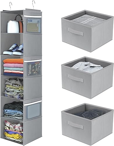 Libeder Organizador colgante de armario de 6 estantes con cajones, organizadores colgantes de armario y estantes de almacenamiento con 6 bolsillos disponible en Yaxa Colombia