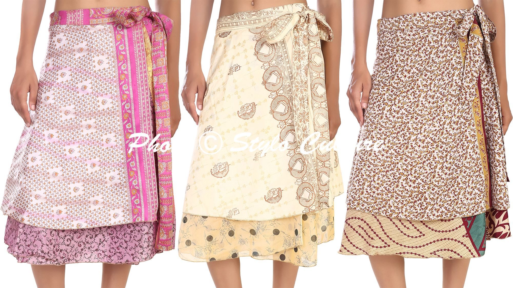 Stylo Culture Gipsy Wrap Around Mini Skirt Wholesale Magic Wrap Womens Printed Skirt 3 Pc Lot Multicoloured