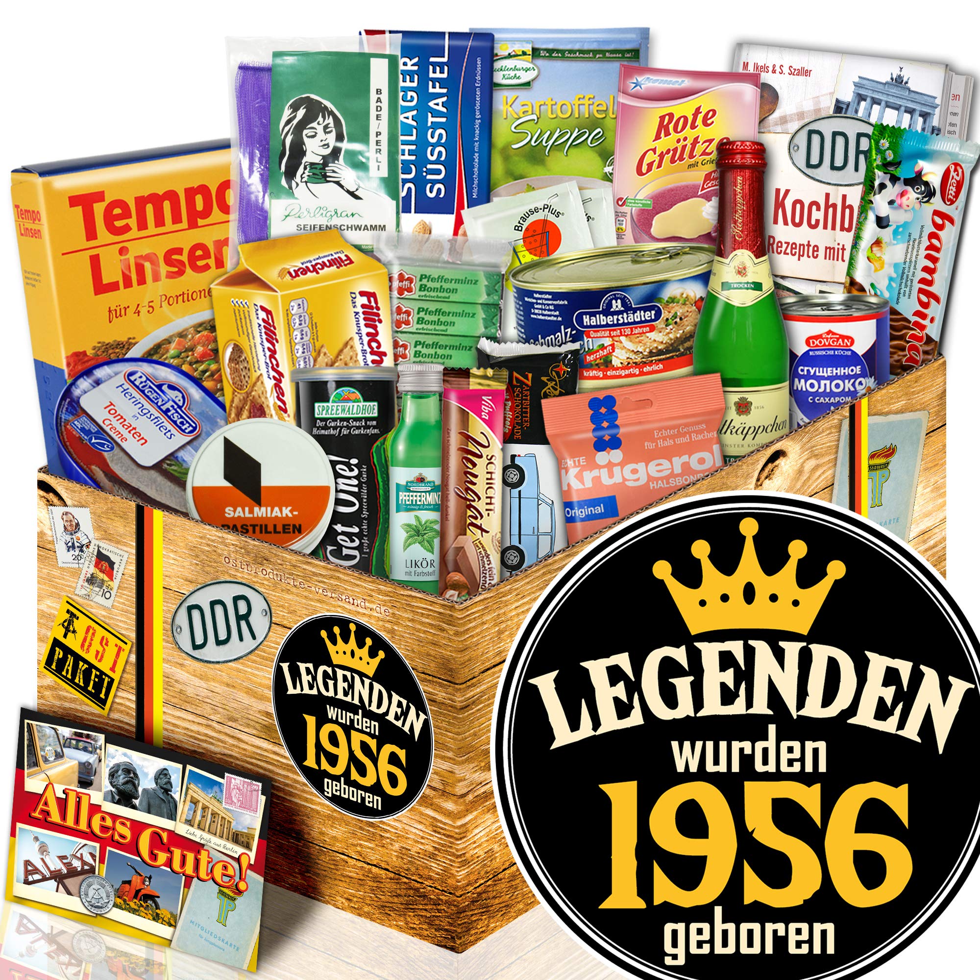 ostprodukte-versand Legenden 1956 - DDR Geschenkbox mit 18 Ostprodukten