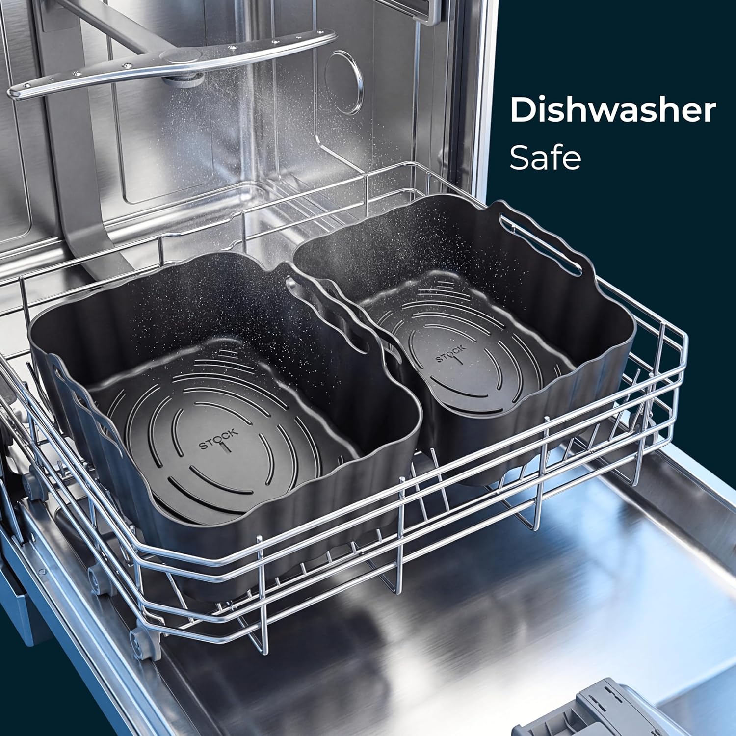 10QT Air Fryer Silicone Liners - Ninja DZ401/DZ550 Premium Rectangular Air fryer Silicone Pot Baking Tray for Ninja Dual DZ401/DZ550 Reusable Replacement Basket | 2PCS