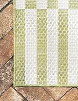Vista 9 de Unique Loom - Alfombra de área de la colección Outdoor Striped - Rayada (5' 1" x 8' Rectangular, Verde/Marfil)