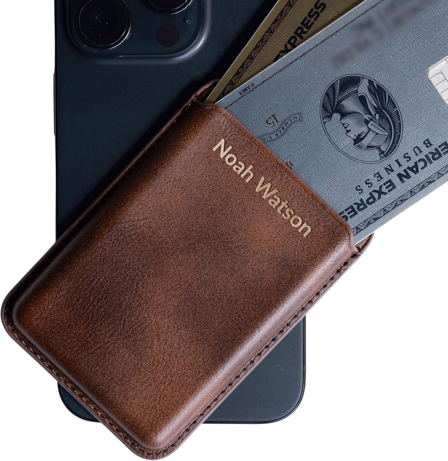 Lily's Atelier for MagSafe Wallet Personalized with Name, Custom Magnetic Wallet - Optional Leather Colors - Customized Magnetic Cardholder for iPhone 17/16/15/14/13/12 Series