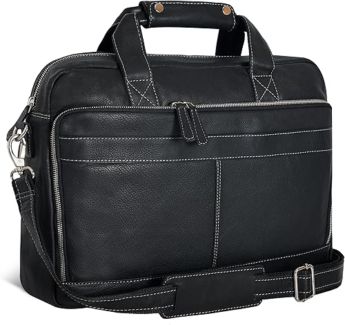 Vista 23 de Oak Leathers Leather Messenger Bag for Men and Women - Laptop Briefcase Bag For College, Office, Adjustable Shoulder Strap Nuez