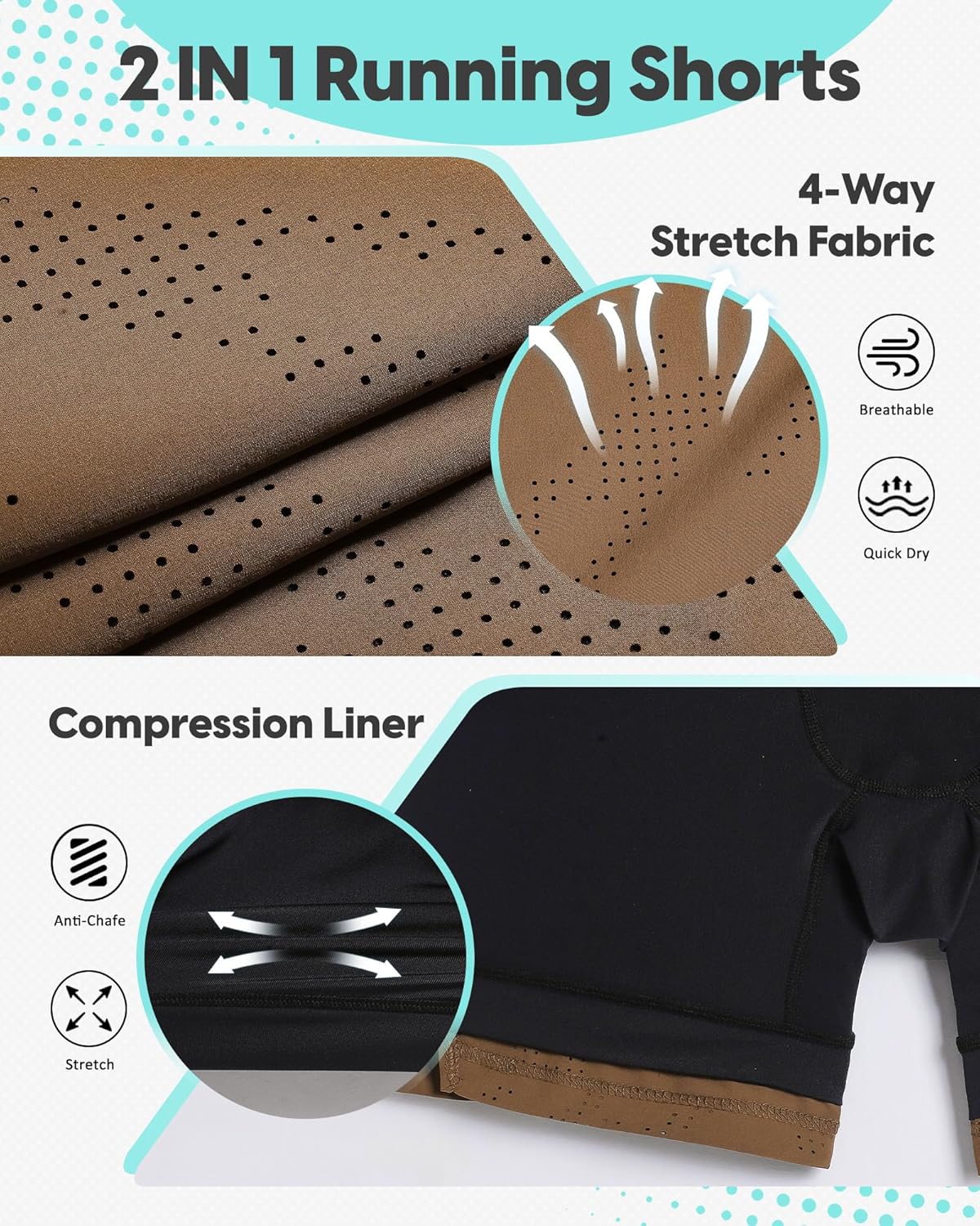 maamgic Mens Running Shorts with Compression Liner 5" Quick Dry Workout Shorts Anti-Chafe Gym Shorts 2 in 1 Athletic Shorts - Image 5