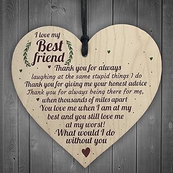 Buy Xld Store Love Best Friend Friendship Sign Women Birthday Plaque Shabby  Chic Wood Hanging Heart Thank You Gift Online At Low Prices In India -  Amazon.in