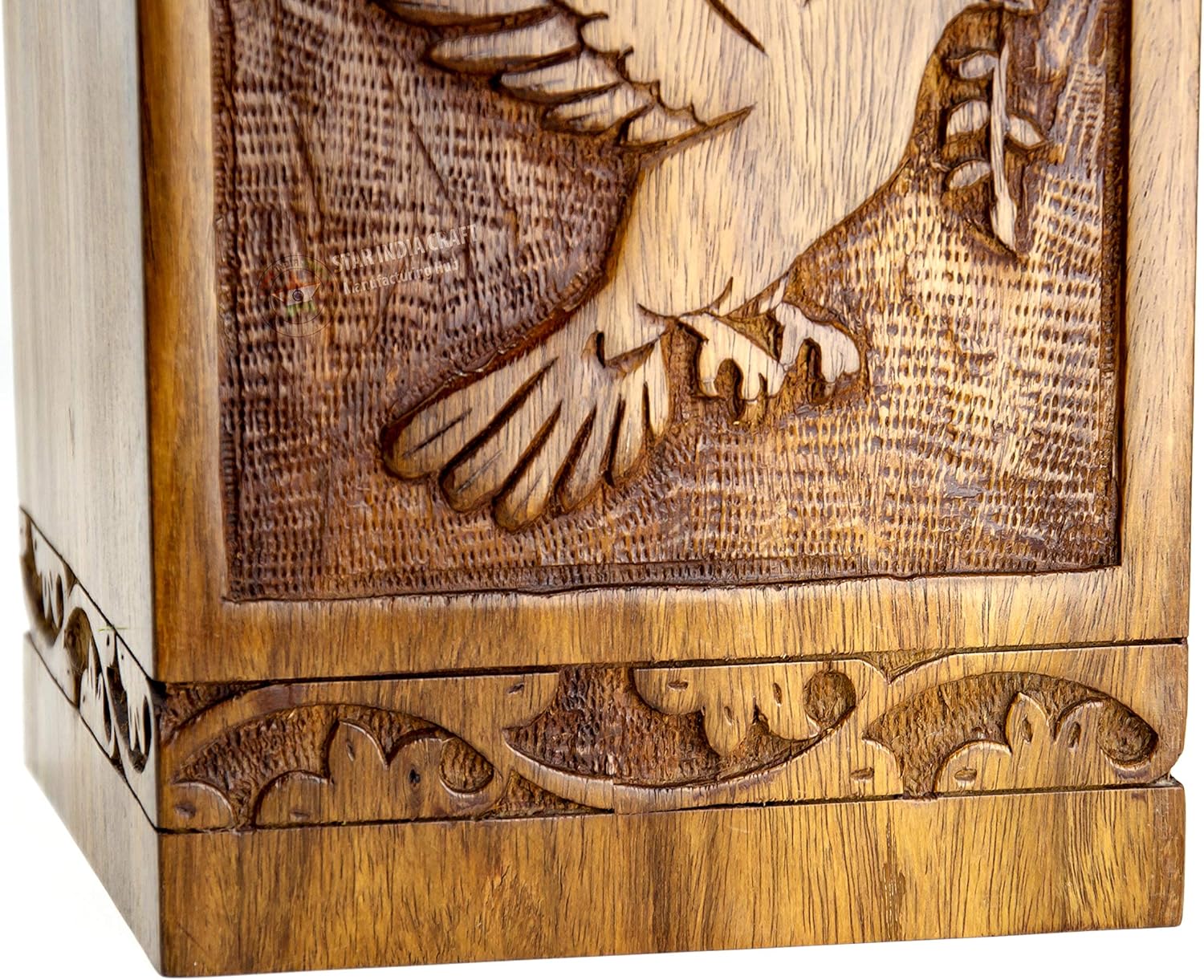 STAR INDIA CRAFT Rosewood Urn for Human Ashes Adult,Tree of Life Wooden Urns for Ashes, Cremation Pet Urns for Dogs Ashes, Wooden Box, Funeral Urn Box (Rosewood Peaceful Dove, 250 Cu/in)