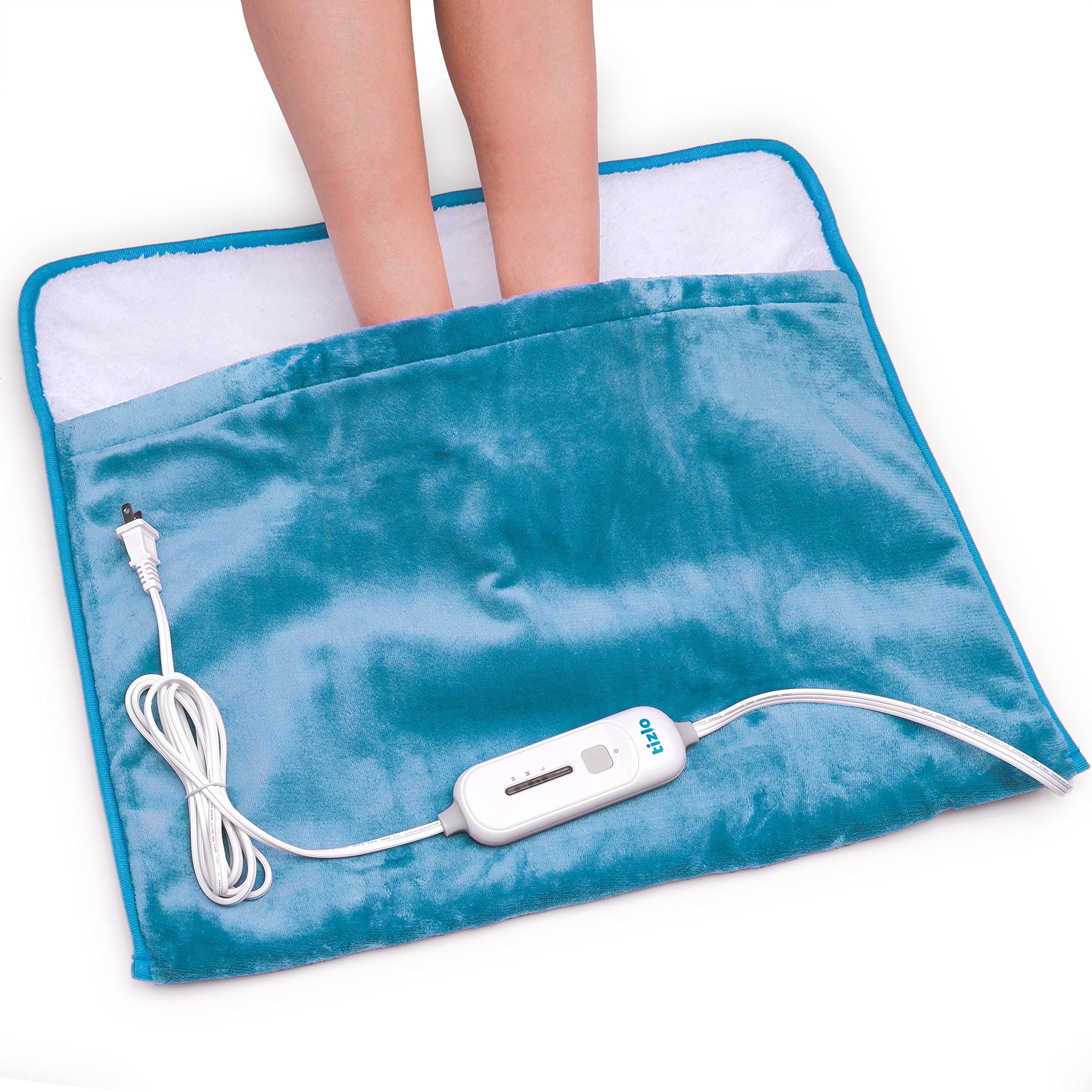 Electric Heated Foot Warmers for Men and Women Foot Heating Pad Electric with Fast Heating Technology Heating Pad Feet Warmer Auto Shut Off with 3 Temperature Setting 20×22 inches Blue