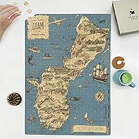 Vista 2 de Rompecabezas de 1000 piezas Mapa histórico de la isla histórica de Guam - 1958 Guam Puzzle para adultos