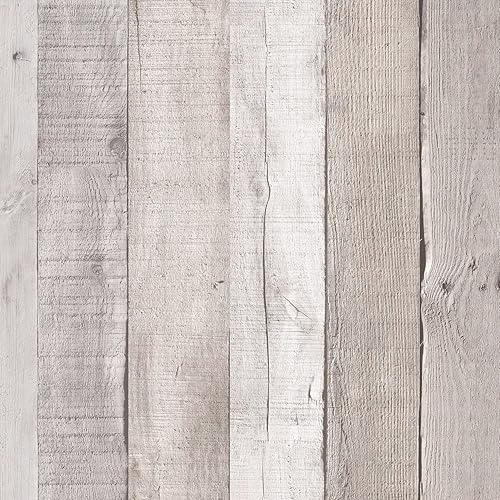 Papel tapiz de madera gris claro para despegar y pegar, papel adhesivo de madera desgastada, extraíble, autoadhesivo, en tablones de madera