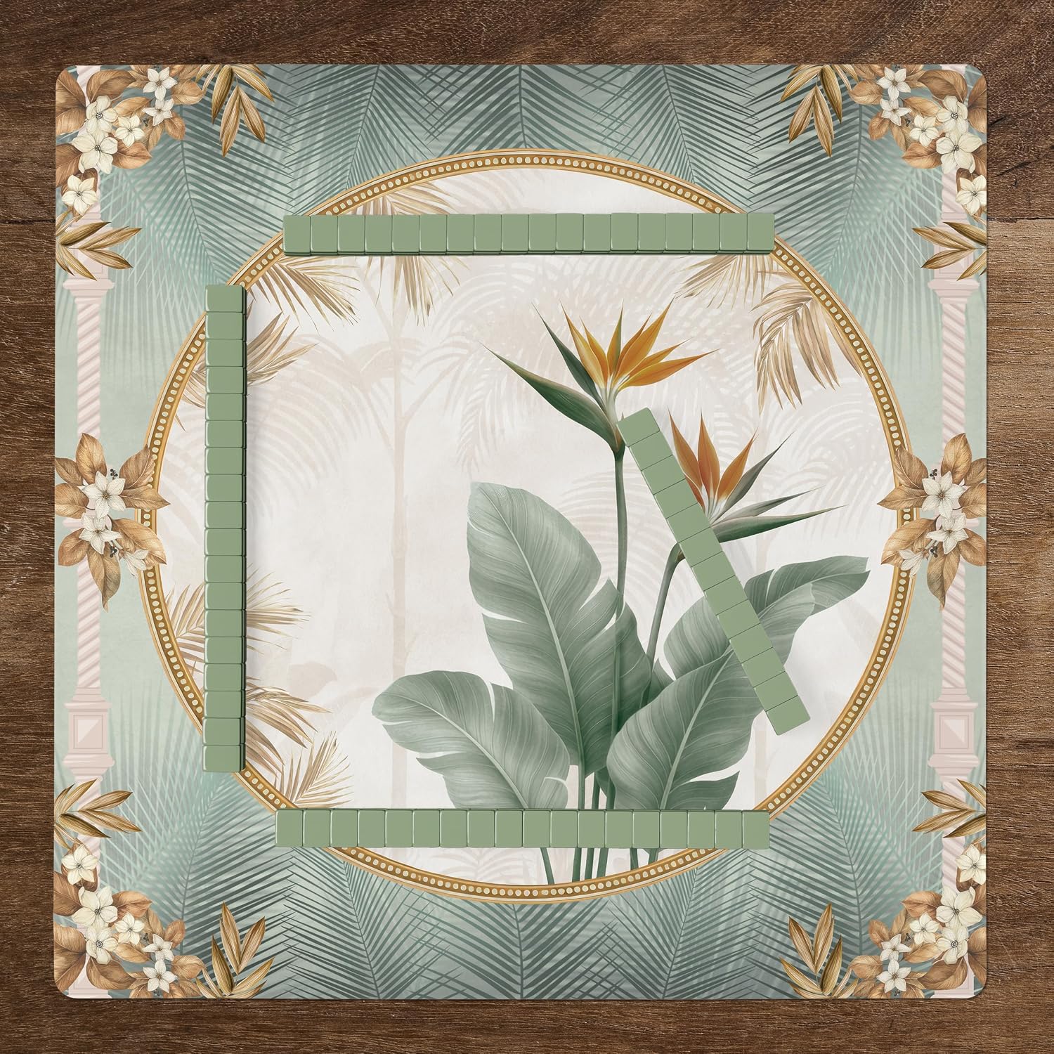 Vintage Paradise Taupe Mahjong Mat (detail)