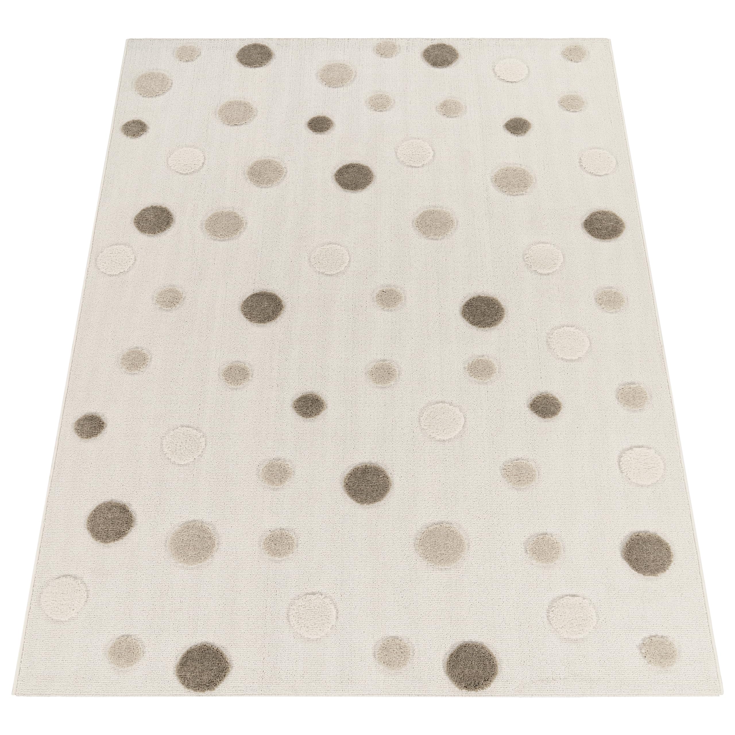 Paco Home Moqueta Habitación Infantil Alfombra de Juego Efecto Alto-Bajo Punteado Colores Naturales Suave Tacto Fácil Cuidado Beige Marron Crema, tamaño:80x150 cm