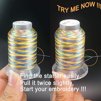New brothread 50 Colors Variegated Polyester Embroidery Machine Thread Kit | 500M/550YD Each Spool, Compatible with Brother Janome Babylock Singer Pfaff Bernina Husqvarna Embroidery/Sewing Machines