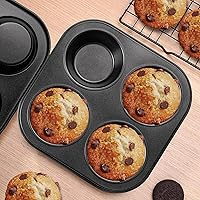 Vista 7 de Molde para magdalenas para freidora de aire, paquete de 2 moldes para freidora de aire, horno tostador, sartén antiadherente para hornear cupcakes