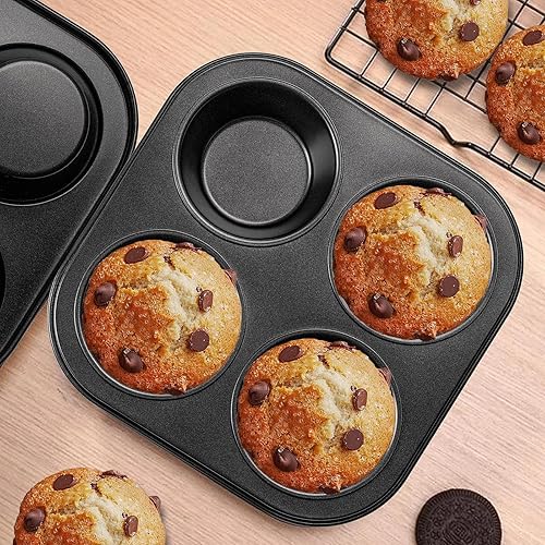Miniatura 7 de Molde para magdalenas para freidora de aire, paquete de 2 moldes para freidora de aire, horno tostador, sartén antiadherente para hornear cupcakes