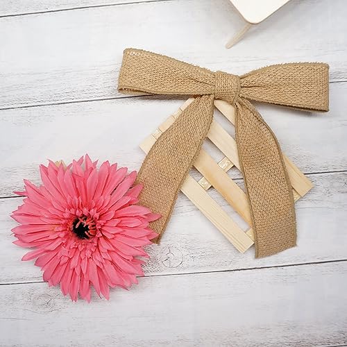 Miniatura 6 de CT CRAFT LLC Cinta de tela de arpillera con alambre de 2.5 pulgadas x 20 yardas, color natural para Navidad, decoración de boda, envoltura de