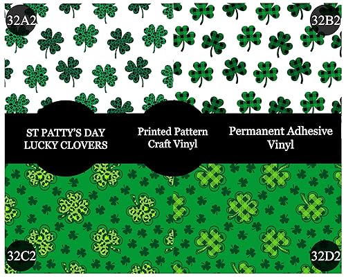 Miniatura 4 de Green Clover - Paquete de 2 hojas de vinilo permanente con patrón del día de San Patricio de 12 x 12 pulgadas, funciona con todos los cortadores