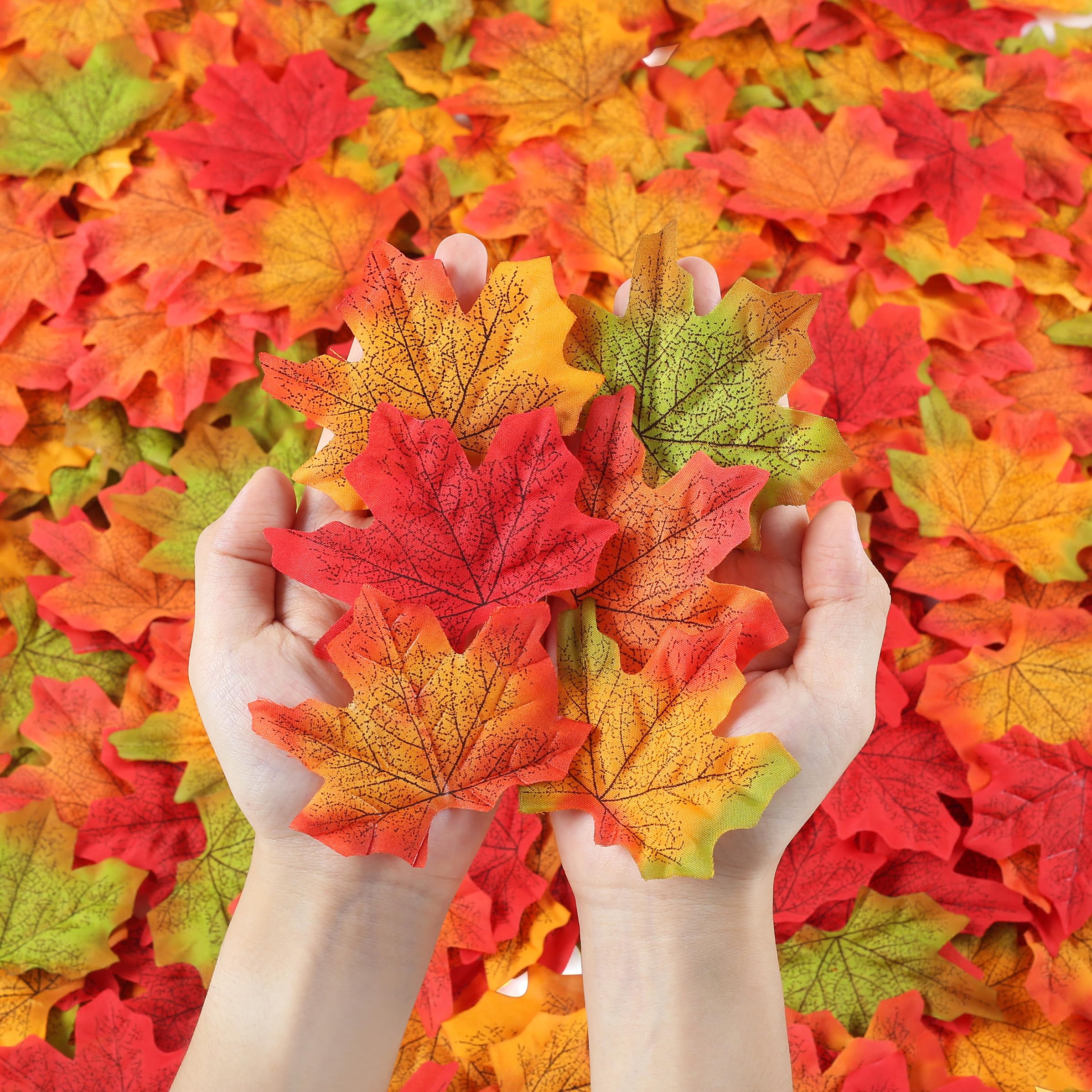 XIANNVXI 6 Colours Autumn Leaves Fake Leaves 300 PCS Artificial Maple Leaves Autumn Leaf for Autumn Decorations Autumn Decor Fall Decoration Halloween Thanksgiving Day Party Decorations — image 1